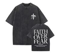 Générique Christian Jésus Pardonne-Leur Forgive Them Father Père T-Shirt Vintage délavé à Manches Courtes pour l'été Vêtements sacrés Classiques de la Foi