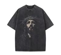 Générique Christian Jésus Pardonne-Leur Forgive Them Father Père T-Shirt Vintage délavé à Manches Courtes pour l'été Vêtements sacrés Classiques de la Foi
