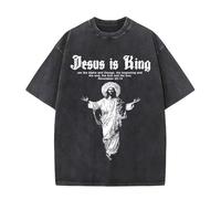 Générique Christian Jésus Pardonne-Leur Forgive Them Father Père T-Shirt Vintage délavé à Manches Courtes pour l'été Vêtements sacrés Classiques de la Foi