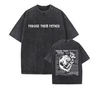 Générique Christian Jésus Pardonne-Leur Forgive Them Father Père T-Shirt Vintage délavé à Manches Courtes pour l'été Vêtements sacrés Classiques de la Foi
