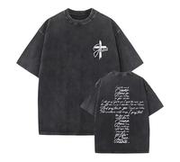 Générique Christian Jésus Pardonne-Leur Forgive Them Father Père T-Shirt Vintage délavé à Manches Courtes pour l'été Vêtements sacrés Classiques de la Foi