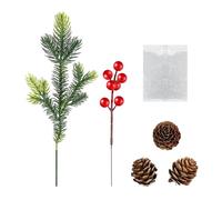 Générique Christmas Branches for Vases Artificial Red Berry Set Christmas Berry Stems Fake Pine Cones for Holiday Home Decor Wedding Party Supplies Table Centerpieces