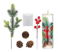 Générique Christmas Branches for Vases Artificial Red Berry Set Christmas Berry Stems Fake Pine Cones for Holiday Home Decor Wedding Party Supplies Table Centerpieces