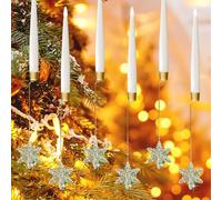 Générique Christmas Candles Battery Operated Tree,18 Pcs Christmas Tree Candle with Crystal Balls, Christmas Tree LED Candles for Home, Party Decor with Crystal Ball Hooks (12 Pcs,Snowflake)