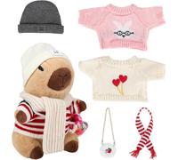 Générique Christmas Capybara Plush, Cute Cartoon Stuffed Animal Toy, Dressed with Hat, Bag & Scarf Soft Interactive Holiday Decor for Boys, Girls, Educational Play, Gift, Party, Room Display Use