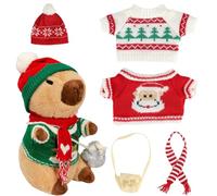 Générique Christmas Capybara Plush, Cute Cartoon Stuffed Animal Toy, Dressed with Hat, Bag & Scarf Soft Interactive Holiday Decor for Boys, Girls, Educational Play, Gift, Party, Room Display Use