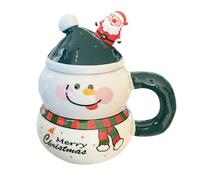 Générique Christmas Ceramic Coffee Mug with Handle and Lid, 12 x 10 x 10 cm, White Drinkware for Indoor, Outdoor, Camping, Picnic, Tea, Water, Whiskey