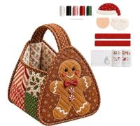 Générique Christmas Character Quilted Carry Basket, DIY Fabric Storage Basket Kit, Cotton Plaid Gingham Foldable Fabric Storage Bin with Handles for Tree Decor,Candy,Presents & Homes Living Room