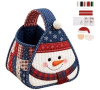 Générique Christmas Character Quilted Carry Basket, DIY Fabric Storage Basket Kit, Cotton Plaid Gingham Foldable Fabric Storage Bin with Handles for Tree Decor,Candy,Presents & Homes Living Room