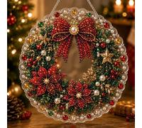 Générique Christmas Diamond Art Suncatcher Kit，G | 3D DIY Pearl Gem Craft with Pre-Assembled Chain for Window Wall Decor
