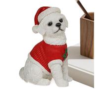 Générique Christmas Dog Figurines for Decoration, Holiday Party Supplies for Offices, Cute Resin Christmas Figurine, Dormitory School Room Apartment Birthday Thanksgiving Party