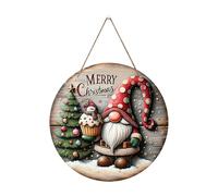 Générique Christmas Door Hanger - Rustic Wooden, Round GNOME Design, Merry Christmas Plaques Ornament, Holiday Welcome Sign | Door, for Wall Front Doors Home Party Decorations.