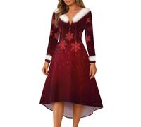 Générique Christmas Dress for Women Mere Orientale Cocktail Elegant Noël Velour Lumineux Robe Femme Chic Et Elegant Rouge Sexy Soirée Élégante Chic Noel Costume Gala Robe de Noel Femme XL