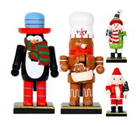 Générique Christmas en Bois Soldat, 4pc en Bois de Noël Noisette de Noisette Ornements Rouges, Jolis Noix de Noire de Noë-l décor de Bureau, décorations de Figurines de Noël Traditionnelles
