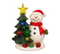 Générique Christmas Figurines, Lighted Snowman Tree Sculpture, Festive Resin Decoration with LED Glow, Holiday Accent for Party Dining Table, Bedroom, Living Room, Bookshelf, Cabinet