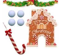 Générique Christmas Gingerbread Golf Game Set,Indoor Mini Golf Toy with Ball and Gingerbread House Target,Funny Christmas Party Golfs Game Idea Gift for Home Office (4Balls)