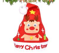 Générique Christmas Hat Crafting Kit - Handmade Non Woven Cartoon Cap Making | Gift Santa Hat Set Costume Party For Girl Kids Easter Preschool Children Nursery Kindergarten