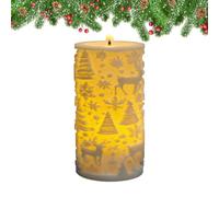 Générique Christmas LED Candle - Relief Resin Tree | Flameless Pillar Light | Battery Operated Flickering Flame, Safe Pillar Lamp, Table Centerpiece For Fireplace, Bookshelf & Window Sill