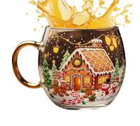 Générique Christmas Mugs, 300ml Christmas Transparent Festive Painted stained glass coffee mug with handles for Hot Cold Drinks