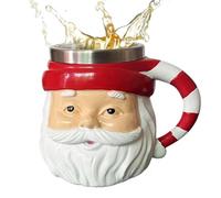 Générique Christmas Mugs, Santa Face Vintage Holiday Drinkware, 250ml Ceramic Festive Coffee Cup with Stainless Steel Liner for Cocoa Tea Beverage Gift Kitchen Table Celebration, 3x10x10cm