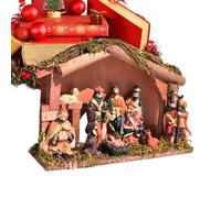 Générique Christmas Nativity - Set for Holy Family Figurines, Religious Centerpiece with Wood Style, Spiritual Display Selling Points, Easy Place Holiday Function, Nativity Decor Tool, 7.09inch