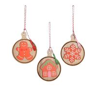 Générique Christmas Ornament - 3 Piece Wooden Snowflake Pendant Set | 12x9.2cm Festive Tree Decoration, Holiday Ornament for Living Room, Home, Wall, Indoor and Outdoor for Winter Party
