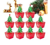Générique Christmas Party Favor Boxes 10-Piece - Christmas Tree Candy Boxes 3D | Convenient Decoration Bag Portable For Holiday Snack Container Reusable Storage Halloween Valentines Family