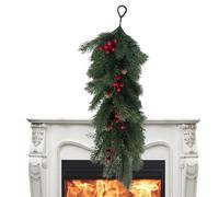 Générique Christmas Pine Garland Handmade Artificial Red Brries Garland