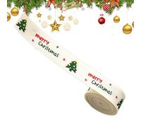 Générique Christmas Ribbon - 2 Yards Reusable Printed Ribbon, Holiday Christmas Tree Decorations, for Card Bow Making Wreath, Ornament Indoor Outdoor Party, Seasonal Craft Supply, Wide Edge Trim