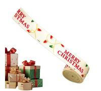 Générique Christmas Ribbon for Holiday Decorations, Wired Polyester, 1.5 x 200cm, Reusable Printed Festive, Indoor Outdoor Party, Tree Ornament, Wreath, Card Bow Making