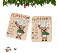 Générique Christmas Roll-a-Reindeer Puzzle Game, Rolls The Dice, Place The Reindeer Pieces According to The Number You Roll - Xmas Wood Puzzle Board Game, Interactive Xmas Puzzles Gift Idea (A*2)