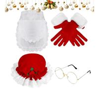 Générique Christmas Santa Costume Set | Wig and Beard Christmass Hat Glasses | Accessories for Women Holiday Party Cosplay Masquerade Theater Performance Festival Celebration Stag