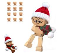 Générique Christmas Shaking Feet Wooden Doll, Shaking Wooden Man Figurine with 12 Magnetic Expressions, Christmas Car Decorations & Desk Decoration (Style B)