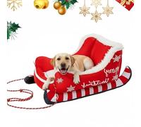 Générique Christmas Sled Dog Bed, Non-Slip Plush Comfortable Christmas Pet Bed Fluffy and Soft for Small, Medium and Large Dogs (Red, S)