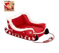 Générique Christmas Sleigh Dog Bed, 2026 New Funny Santa Sleigh Pet Warm Bed with Non-Slip Base,Removable & Washable Plush Pet Warm Sofa with Non-Slip Base for Winter Indoor Outdoor (Red,Medium)
