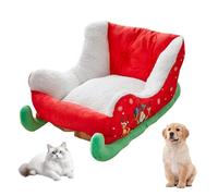 Générique Christmas Sleigh Dog Bed,Plush Red Dog Bed,Festive Cozy Insulated Nest for Winter Holiday Puppy Animal Calming Sleeping Cat Kitten Cold Weather Nights Cozy Indoor Rest (Medium)