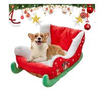 Générique Christmas Sleigh Dog Beds, Pet Sleigh Bed, Indoor and Outdoor Plush Synthetic Fur, Christmas Holiday Themed, Washable and Highly Durable for Cats Dogs (1pcs)