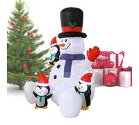 Générique Christmas Snowman Blow - Inflatable RGB LED Snowman with Penguins Festive Light Up Ornament for Lawn, Garden, and Yard with Built-in Fan, Holiday Decoration for Outdoor and Indoor 6ft