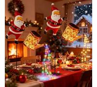 Générique Christmas Solar Kettle Lights Garden Lawn Decorative Lights,Santa Solar Kettle Light,Solars Christmas Pathway Light Outdoor,Waterproof Xmas Decor Lamp for Gardens Lawn Patio (2Pcs Mix)