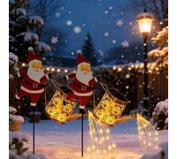 Générique Christmas Solar Kettle Lights Garden Lawn Decorative Lights,Santa Solar Kettle Light,Solars Christmas Pathway Light Outdoor,Waterproof Xmas Decor Lamp for Gardens Lawn Patio (2Pcs Warm)