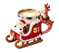 Générique Christmas Stein - Festive Santa Sleigh, Winter Party Drinkware | Christmas Tea Cups Winter Mugs for Women Kids Friends Coworkers Party Year Milk Hot Cocoa Drink