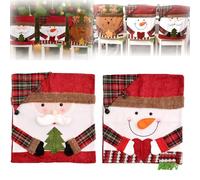 Générique Christmas Themed Chair Covers, Christmas Seat Covers for Dining Room Chairs, Christma Chair Back Cover Set of 2/4, Christma Chairs Decor Decorations for Kitchen (Style A+B,2 pcs)