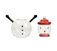 Générique Christmas Treat Jar, Glass Snowman Cookie Canister with Lid, 18x9.5cm/7.09x3.74 inches Festive Food Storage Container for Holiday Table Wedding Party Bedroom Living Room Decoration