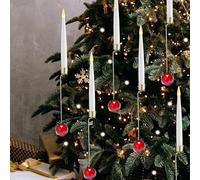 Générique Christmas Tree Candles Battery Operated,Flameless Christmas Tree Candles, Christmas Tree Candles with Remote, Party Decor with Crystal Ball Hooks (18 Pcs,Red Ball)