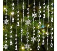 Générique Christmas Tree Decoration Crystal Ornaments - Hanging Acrylic Snowflake Icicle Drop for Xmas Winter New Year Party Supplies(Clear,18pcs (Pack of 2))