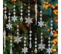 Générique Christmas Tree Decoration Crystal Ornaments - Hanging Acrylic Snowflake Icicle Drop for Xmas Winter New Year Party Supplies(Iridescent,18pcs (Pack of 2))