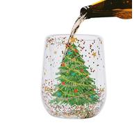 Générique Christmas Tree Glass Cups, Double Wall Heat Resistant Christmas Mugs Festive Design Long Tail, Transparent Holiday Drinkware Main Feature, Kitchenware Category Usage For Coffee Tea Latte
