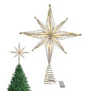 Générique Christmas Tree Topper - 9.84x7.87 inches 3D Star Lighted Tree Topper for Holiday, Festive Glow with Battery Function, Treetop Ornament for Indoor Home Bedroom Living Room Patio, Gold