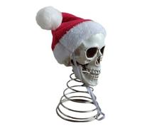 Générique Christmas Tree Topper Skull - 5 inch Santa Hat Skeleton Head | Resin Skeleton Head Ornament Sits Securely On Holiday Trees, Desks, Bookshelves, Porches, And Haunted House Setups.