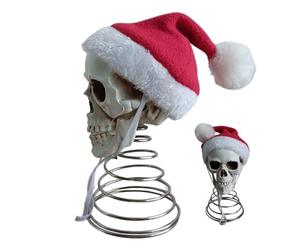 Générique Christmas Tree Topper Skull - 5 inch Skeleton Head, Santa Hat Design, Sturdy Material with Festive Decoration, Halloween Garden Home Lawn Desk Bookshelf Yard Porch, Patio Haunted House Use